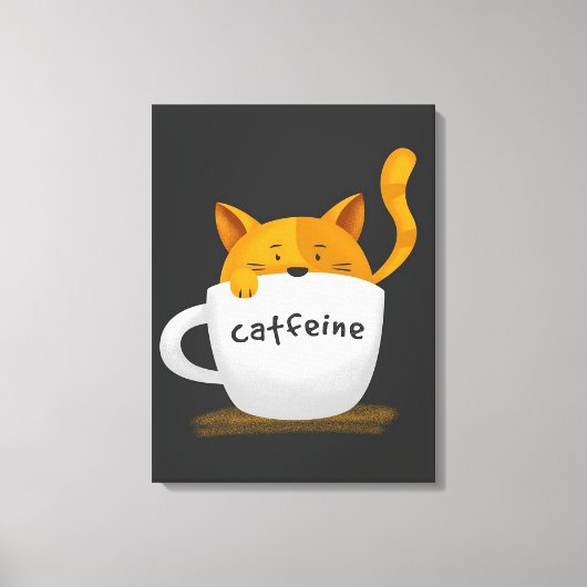 Kat in mok Canvas koffie (Voorkant)