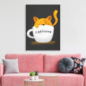 Kat in mok Canvas koffie (Insitu (Woonkamer))