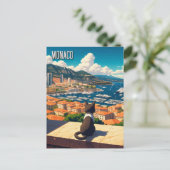 Kat in Monaco Monte Carlo Europa Reizen Briefkaart (Staand voorkant)