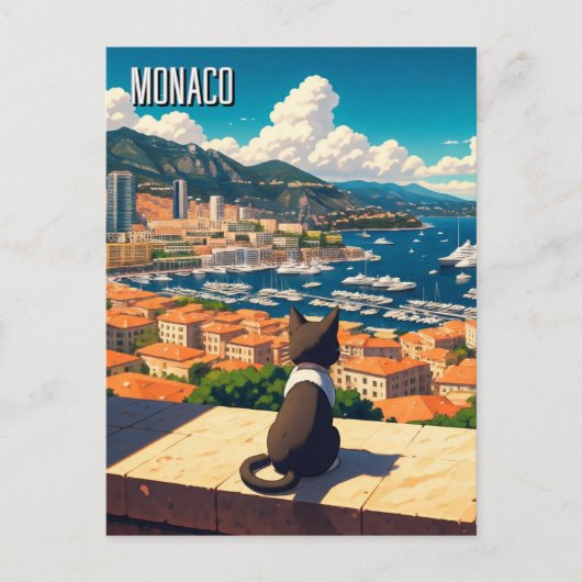 Kat in Monaco Monte Carlo Europa Reizen Briefkaart (Voorkant)