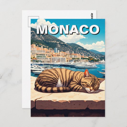 Kat in Monaco Monte Carlo Europa Reizen Briefkaart (Voorkant / Achterkant)