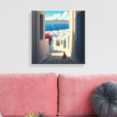 Kat in Mykonos Griekenland Cycladen Reizen Canvas Afdruk (Insitu (Woonkamer))
