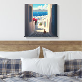 Kat in Mykonos Griekenland Cycladen Reizen Canvas Afdruk (Insitu (Slaapkamer))