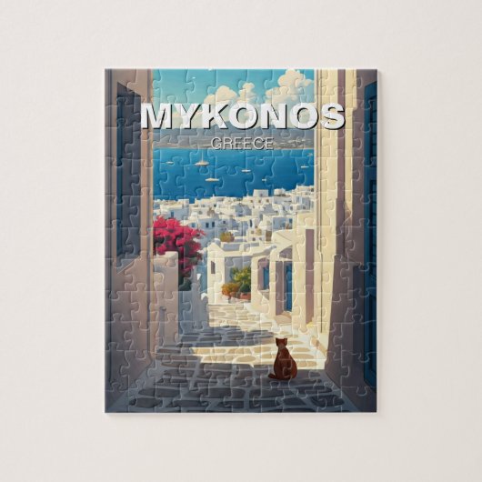 Kat in Mykonos Griekenland Cycladen Reizen Legpuzzel (Verticaal)