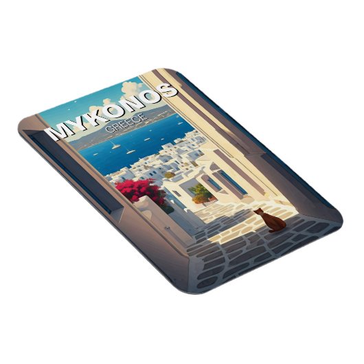 Kat in Mykonos Griekenland Cycladen Reizen Magneet (Rechterzijde)