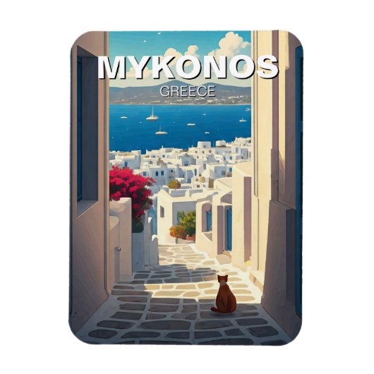 Kat in Mykonos Griekenland Cycladen Reizen Magneet (Verticaal)