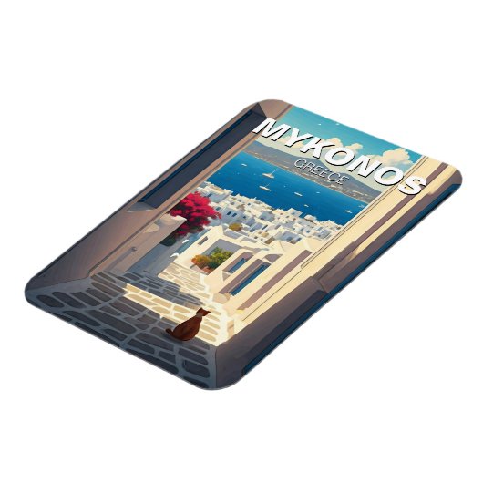 Kat in Mykonos Griekenland Cycladen Reizen Magneet (Linkerzijde)