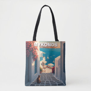 Kat in Mykonos Griekenland Cycladen Reizen Zonsond Tote Bag