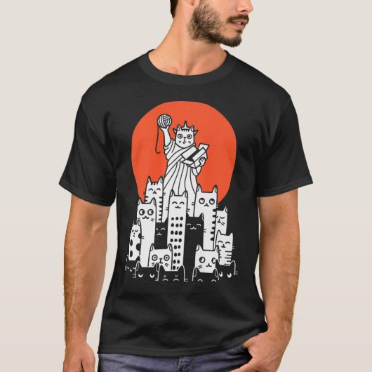 Kat in New York, NYC, Amerika, VS, Patriot, Manha T-shirt (Voorkant)