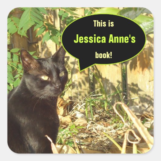 Kat in Ochtend Zon Aangepaste Boekplaten Vierkante Sticker (Voorkant)