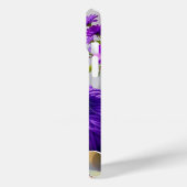 Kat in paarse garen en bloemen Case-Mate iPhone case (Achterkant / Links)