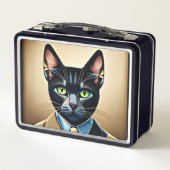 Kat in pak metalen lunchbox (Achterkant)