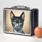 Kat in pak metalen lunchbox (In situ)