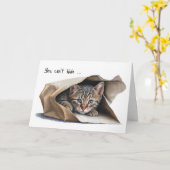 Kat in papiertas, Kaart op de Humor (Gele Bloem)