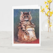 Kat in papiertas, Louis Wain Kaart (Gele Bloem)