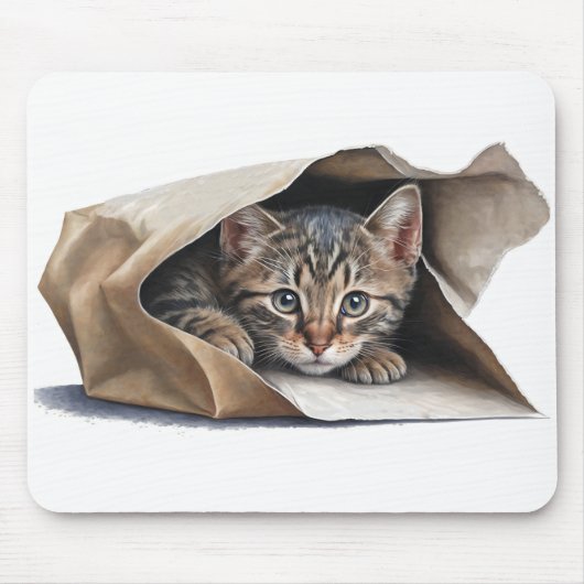 Kat in papiertas muismat (Voorkant)