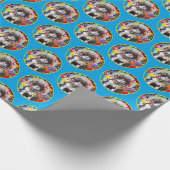 Kat in partijkloon cadeaupapier (Hoek)