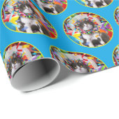 Kat in partijkloon cadeaupapier (Rol Hoek)