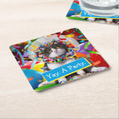 Kat in partijkloon kartonnen onderzetters (Schuin)