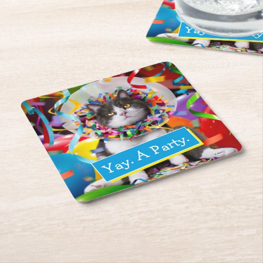 Kat in partijkloon kartonnen onderzetters (Schuin)