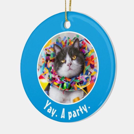 Kat in partijkloon keramisch ornament (Links)