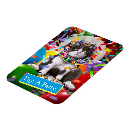 Kat in partijkloon magneet (Linkerzijde)