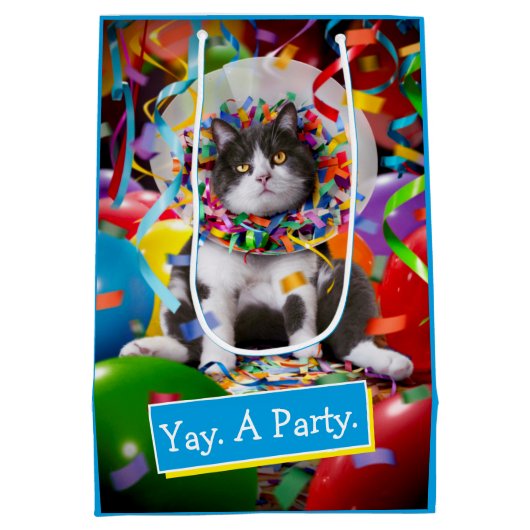 Kat in partijkloon medium cadeauzakje (Achterkant)