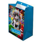Kat in partijkloon medium cadeauzakje (Achterkant Gekanteld)