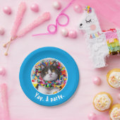 Kat in partijkloon papieren bordje (Feest)