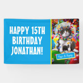 Kat in partijkloon spandoek (Horizontaal)