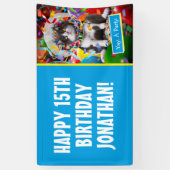 Kat in partijkloon spandoek (Verticaal)