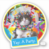 Kat in partijkloon sticker (Voorkant)