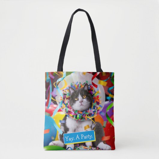 Kat in partijkloon tote bag (Voorkant)