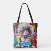 Kat in partijkloon tote bag (Achterkant)