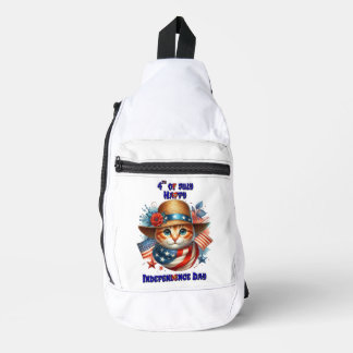 Kat in patriottisch pet en sjaal Independence Day Sling Bag