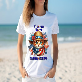 Kat in patriottisch pet en sjaal Independence Day T-shirt