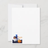 Kat in pet van tovenaar en halloween pompoen notitiekaartje (Achterkant)