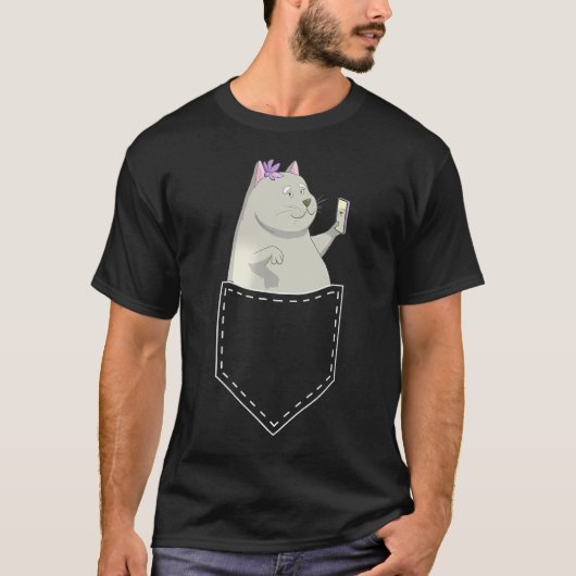 Kat In Pocket Kawaii Anime Kat Liefhebber Video Bl T-shirt (Voorkant)