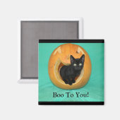 Kat in pomkin 2-inch Square Magnet (Voorkant / Achterkant)