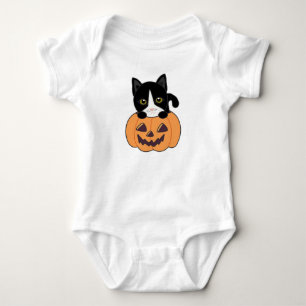 Kat in pomkin snoep Happy Halloween Baby Bod Romper