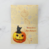 Kat in pompoen bedankkaart (Binnen)