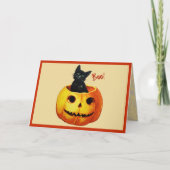 Kat in pompoen bedankkaart (Voorkant)