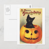 Kat in pompoen briefkaart (Voorkant / Achterkant)
