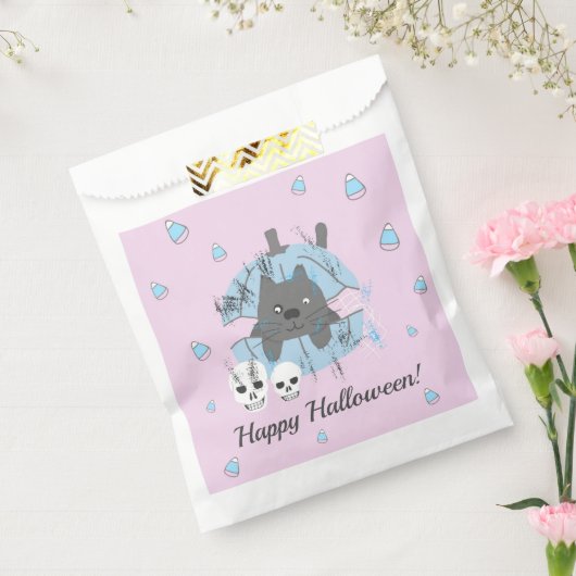 Kat in pompoen Candy Corn Kinder Halloween Bedankzakje (Gezegeld)