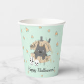 Kat in pompoen Candy Corn Kinder Halloween Papieren Bekers (Voorkant)