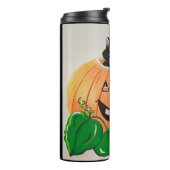 Kat in Pompoen Candy Jar Thermosbeker (Gedraaid links)