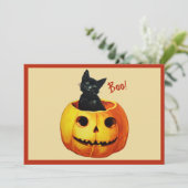 Kat in pompoen feestdagenkaart (Staand voorkant)
