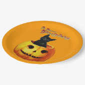 Kat in pompoen Halloween Borden Papieren Bordje (Gekanteld)