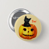 Kat in pompoen  Halloween Button (Voorkant /achterkant)