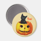 Kat in Pompoen Halloween Magnet (Voorkant / Achterkant)